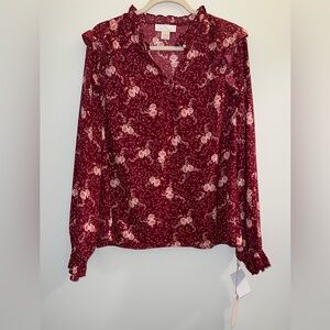 NWT Rachel Parcell Floral Blouse Size Large